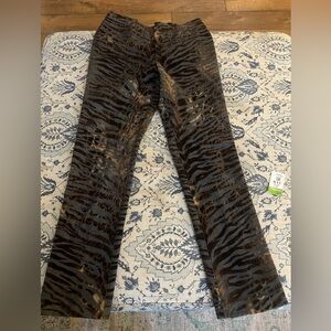 Vintage 90s Company Ellen Tracy Flocked Tiger Striped Trousers size 8P